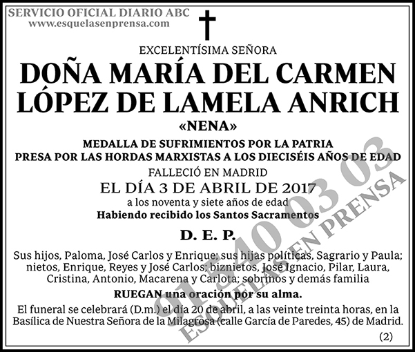 María del Carmen López de Lamela Anrich